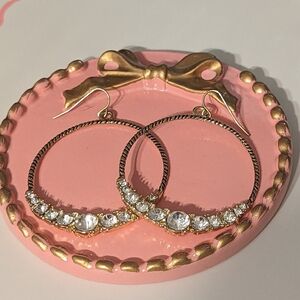 Vintage Gold Rhinestone Hoop Earrings